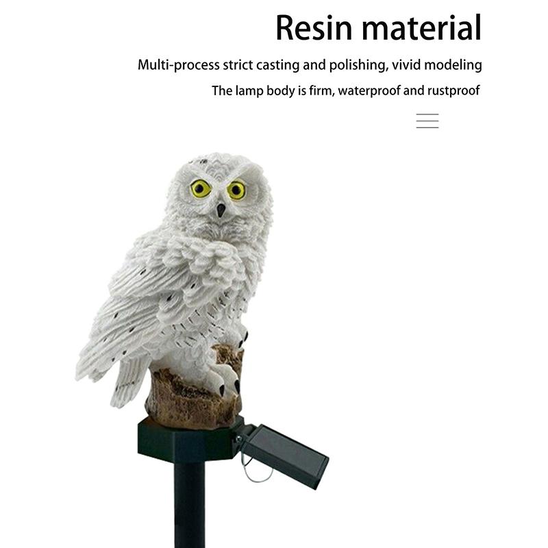 Outdoor Lamp LED Solar Waterproof Owl Figurine Garden Decoration for Backyard Patio White