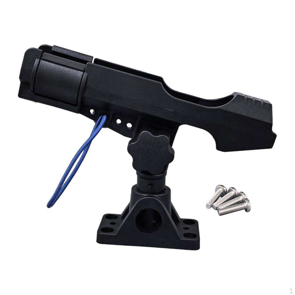 Rod Pole Holder Mount Versatile with Mounting Base Sturdy Bracket Degree Rotation for Boat Bank