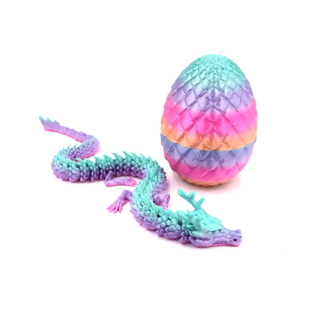 3D Printed Articulated Chinese Dragon Egg Ornament - Toy Figurine Gift Handicraft