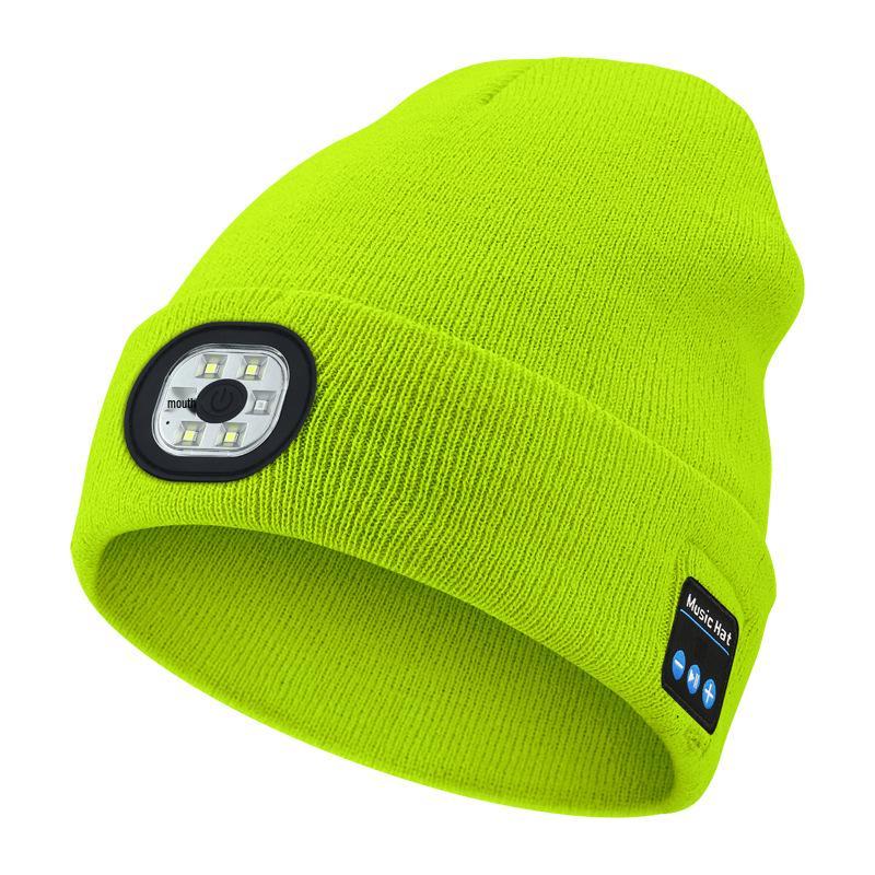 Luminous LED Headlamp Music Hat with Wireless Bluetooth Earphones for Night Running & Fishing