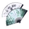 Retro Folding Fan National Style Man Woman Hanfu Portable Lightweight Tear Resistant Double-Sided Pattern Silk Cloth Fan