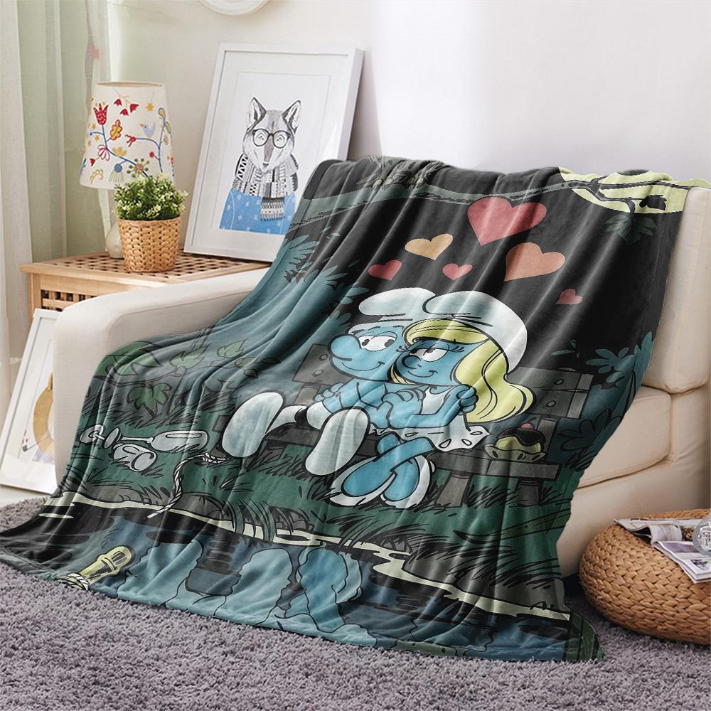 The Smurfs Flannel Blanket, High quality Comfortable for All Seasons, Home Decor, Warmth and Comfort
