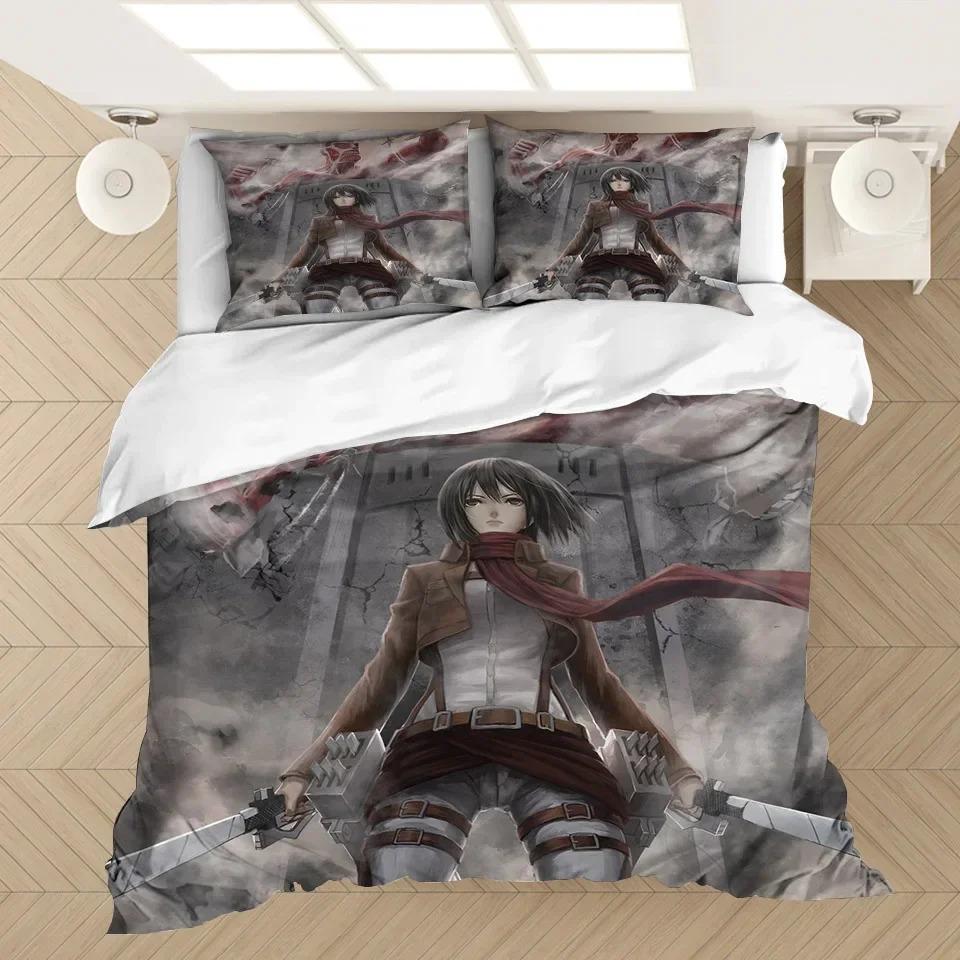 Comforter Anime Attack On Titan Bedding Set For Bedroom Soft Modern S Comefortable Kids And