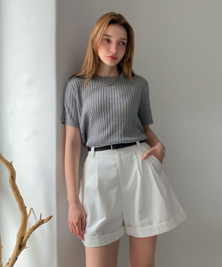 Baseukala Back Open Short Sleeve Wrap Knit (3Colors)