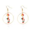 Beaded Geometric Christmas Dangle Earrings Holiday Party Zircon Gift for Women
