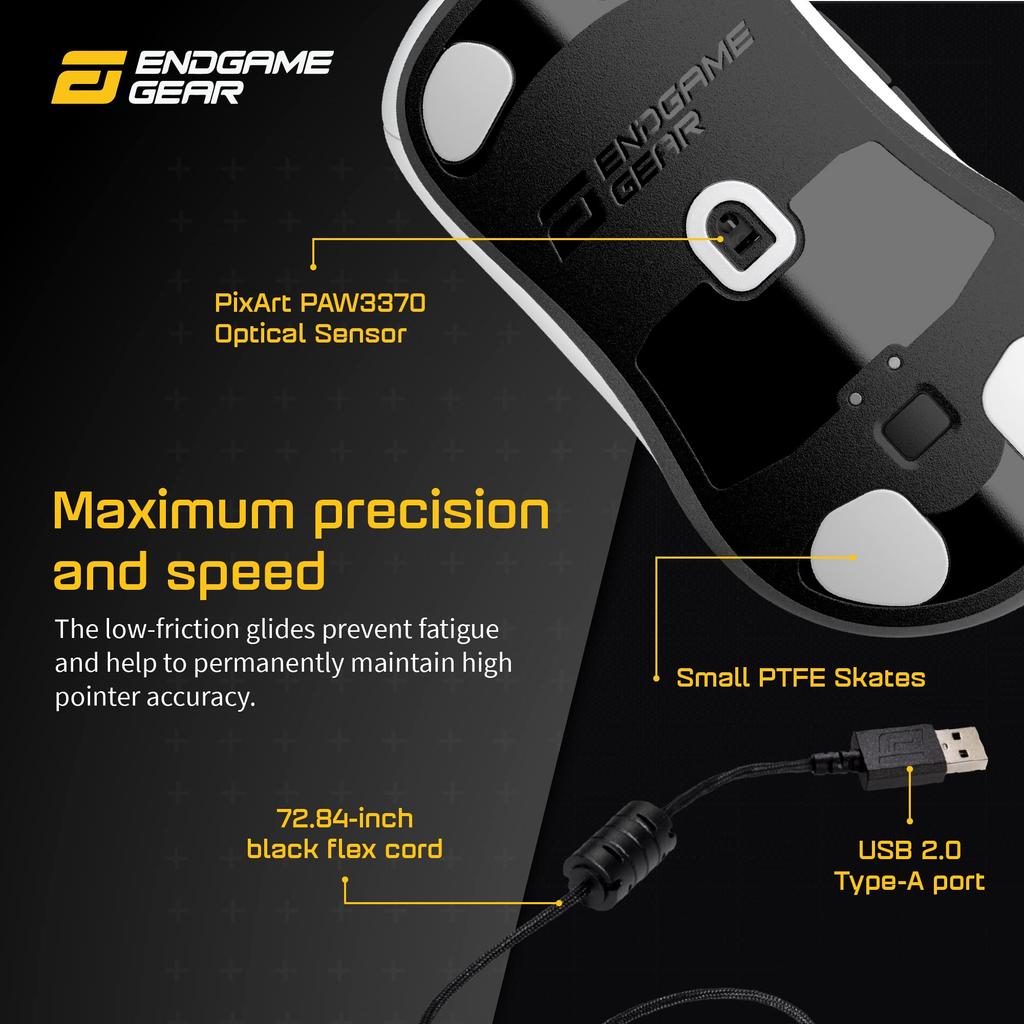 Endgame Gear XM1r Gaming PAW3370 5 White Mouse, Sensor, 50-19,000 CPI, Buttons, GM8.0 Switches, (EGG-XM1R-WHT)