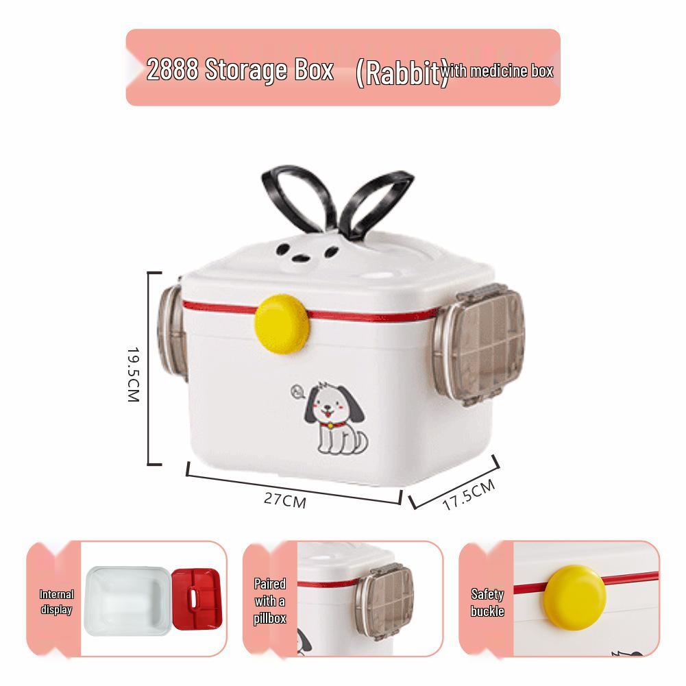 Double-Layer Cartoon Storage Box - Handheld Portable Organizer with Large Capacity