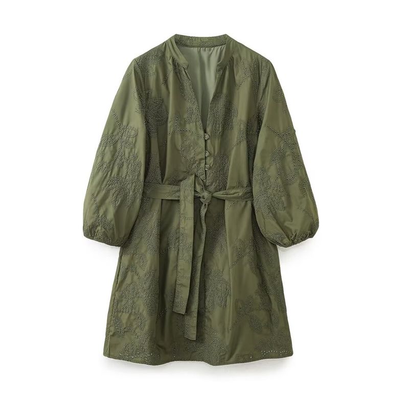 

Kaslead New Arrival Women s Clothing Fashion Style Fashion Casual Glue Pressing Embroider Short Dress 2492152 Green L