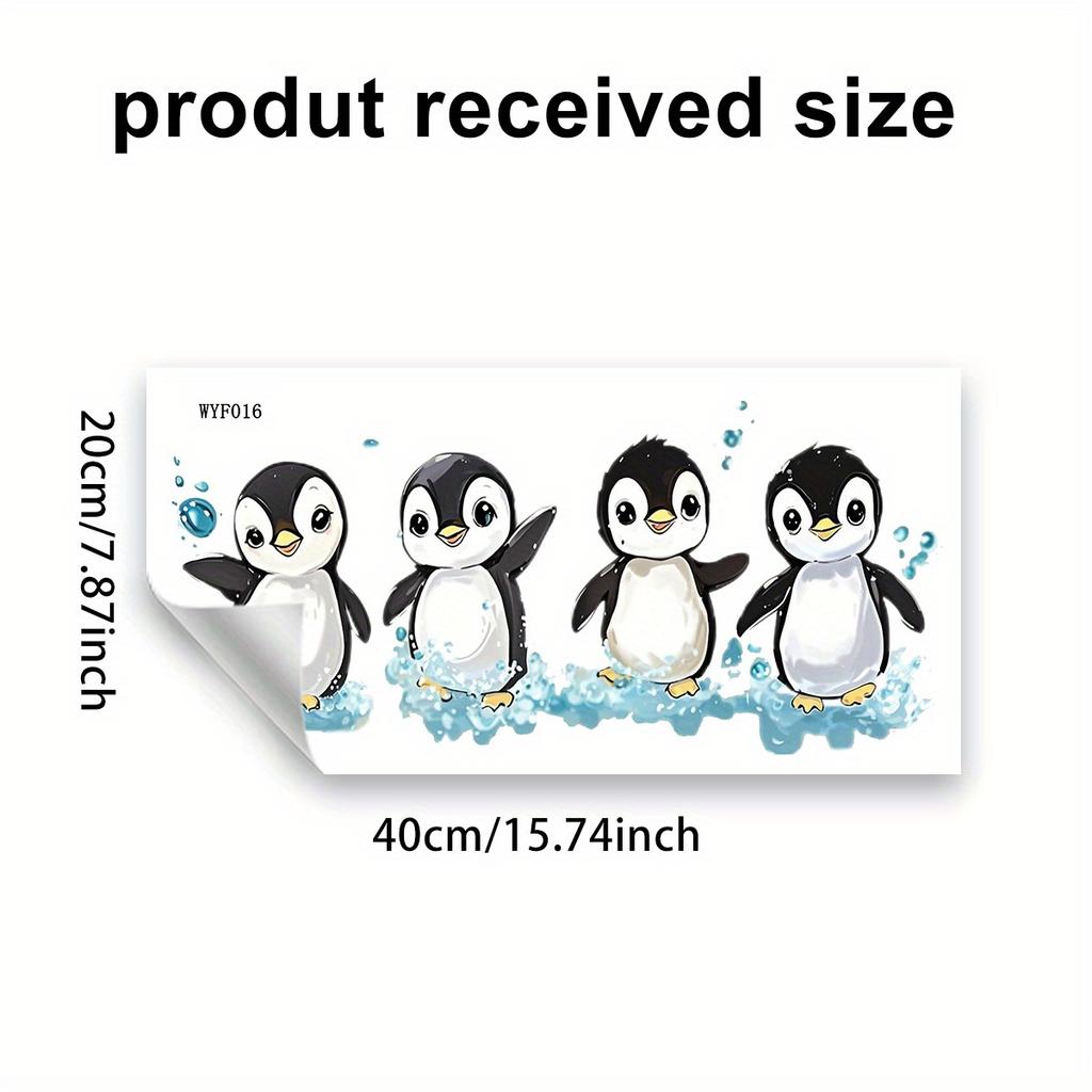 1pc Cartoon Little Penguin Wall Stickers For Bathroom Bathtub Decor Mural Cute Animal Room Home Decoration Self-adhesive Decals