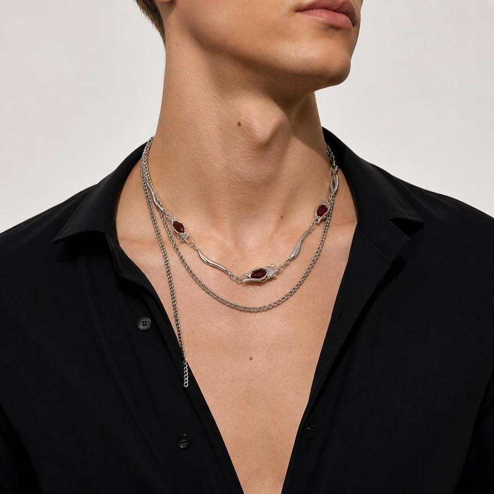 Adjustable Tassel Necklace Y2K Choker Chain Fashion Zircon Choker Necklace  Men