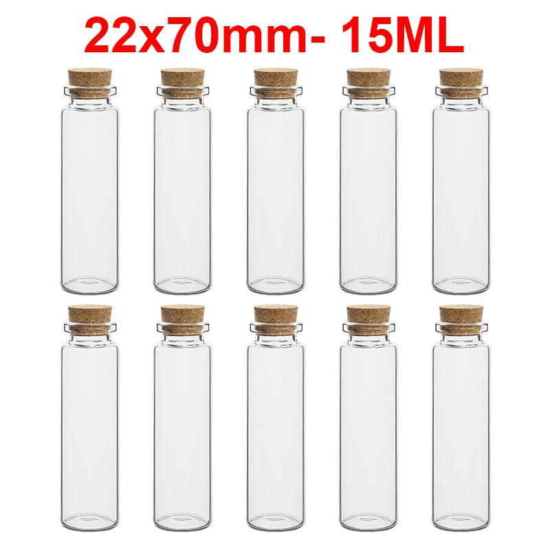 1/5/7/8/10/12/15/20ml Mini Clear Glass Bottles with Cork Stoppers Message Wishing Drifting Bottle Empty Spice Bottle Jars Gifts