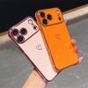 Luxury Plating Love Heart Phone Case For Apple iPhone 17 16 15 14 Plus 13 12 Mini Pro Max Air With Camera Lens Proteciton Cover