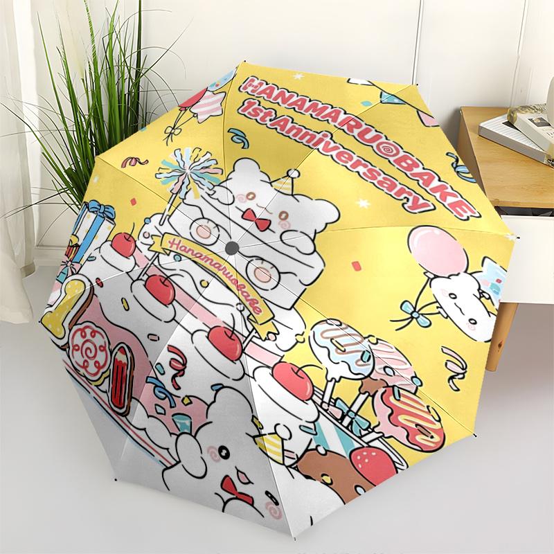

1pc Hanamaru Bake 1st Anniversary Edition Automatic Folding Umbrella with 8-Bone Iron Frame, Portable Design for Outdoor Use, Perfect Gift for Fans an