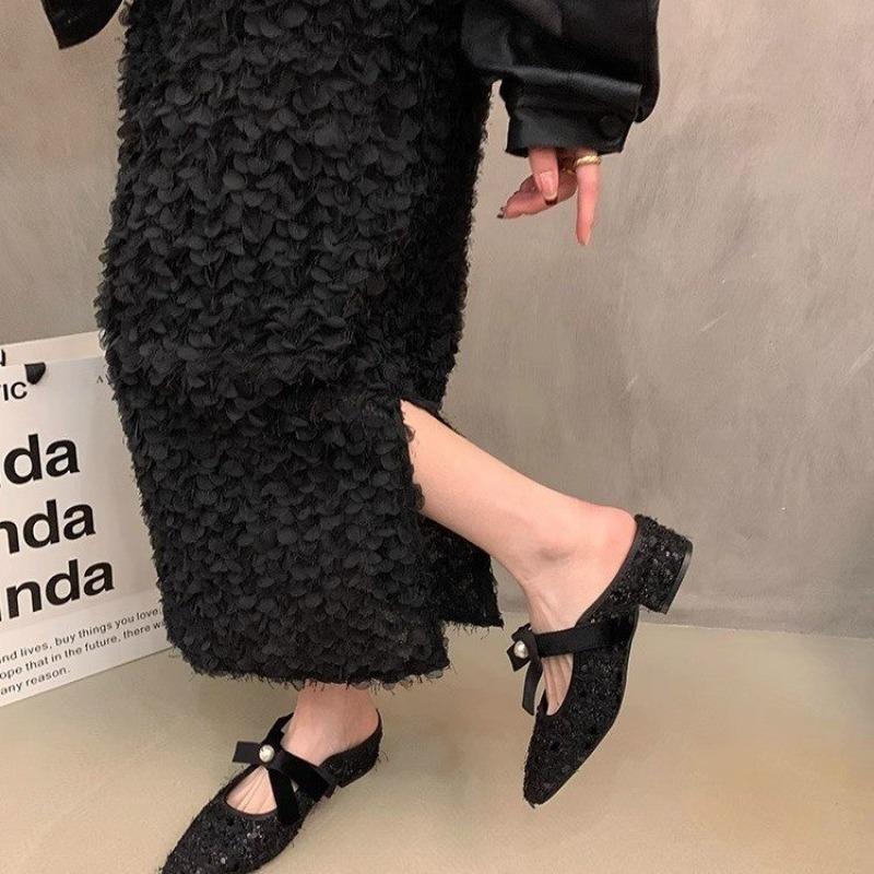 

Мода Мода Бабочка-узел Балетки Тапочки Сандалии Новые 2025 Женские Тапочки Обувь Женские Мюли 35 чёрный