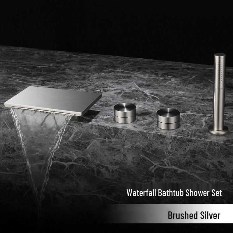 TLXT Waterfall Deck Mounted Bathtub Faucet & Shower Set