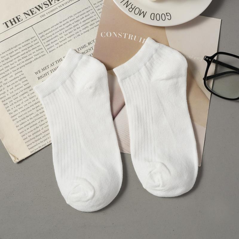 5 Pairs/Lot Men's Cotton Low Cut Boat Socks Sweat-absorbing Solid Color Black White Breathable Socks