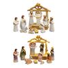 12Pcs LED Nativity Scene Set Resin Christmas Manger Angel Figurines with Star Light Holiday Tabletop Decor for Home Church