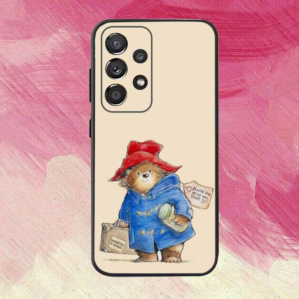 Cute P-Paddington B-Bear Phone Case For Samsung S25,S24,S21,S22,S23,S30,Ultra,S20,Plus,Fe,Lite,Note,10,9,5G Black Cover