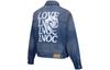 Li Ning Denim Jackets Unisex Blue Lapel Moderate Straight Fit AJDT069-3