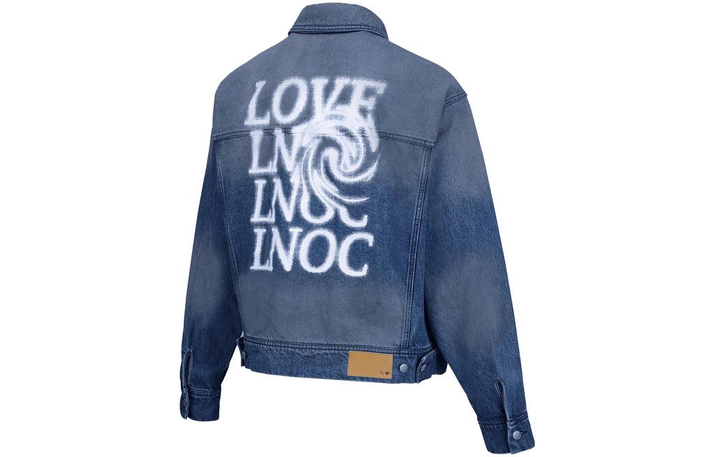 Li Ning Denim Jackets Unisex Blue Lapel Moderate Straight Fit AJDT069-3