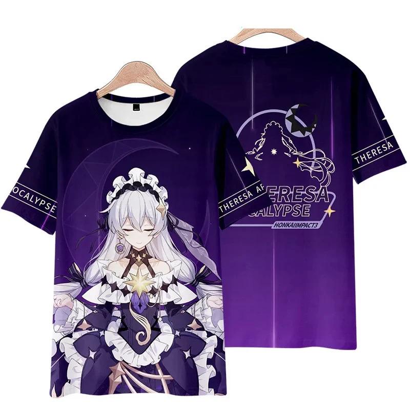 

Летняя футболка Honkai Impact 3 Seele Vollerei с 3D-принтом, модная одежда с коротким рукавом и круглым воротником в стиле аниме, детская одежда унисекс XL розовый