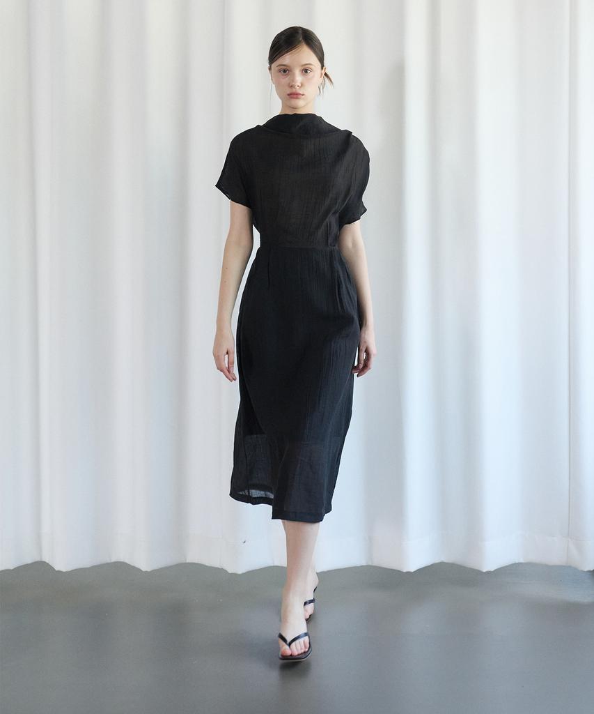 Bye Bye Seop Dolman Cowl Neck Dress Black [T62]