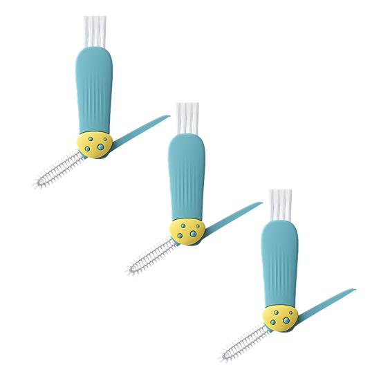 Yousheng 3Pcs 3 In 1 Cup Lid Cleaning Brush Set Soft Hard Bristle Heads 180 Degree Rotating Design Crevice Cleaner Brush