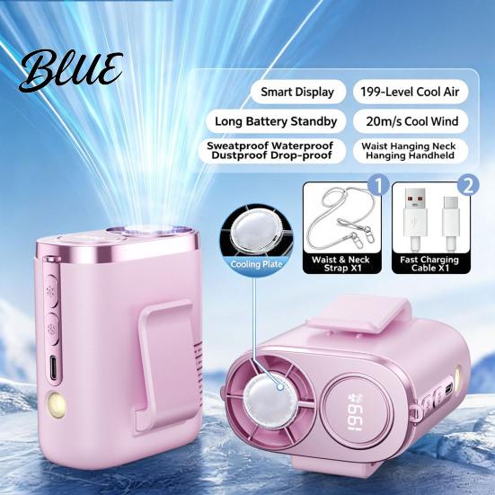 Handfree Personal Fan Portable Waist Fan Rechargeable Body with Flashlight Wireless Clip-on USB Powered for Neck Belt Hip Outdoor Work Travel