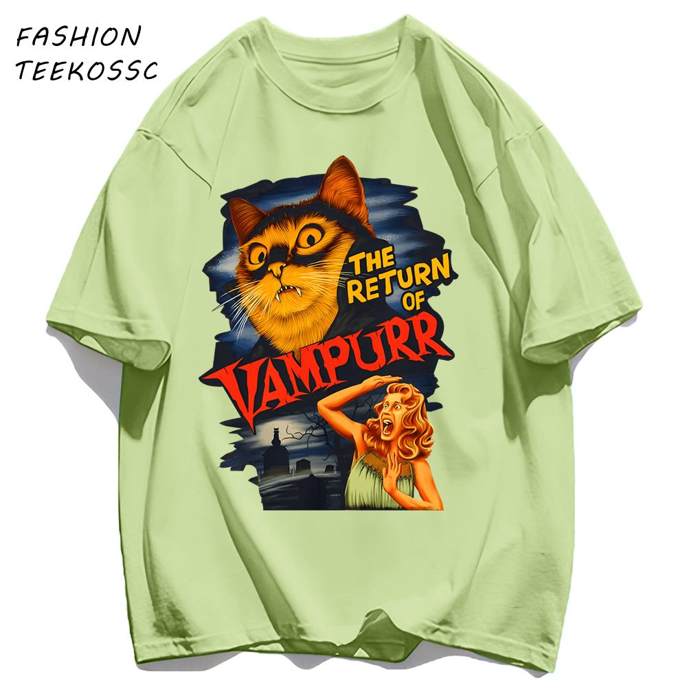 The Return Of Cat Print Men T Shirts AllMatch Soft Short Sleeve Hip Hop Fashion Summer Basics TShirt Unisex Cotton Loose Top