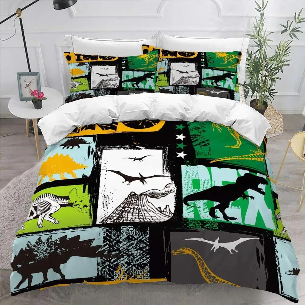 3D Dinosaur Duvet Cover Set Queen Size for Boys Dinosaur Bedding Set T-Rex Dinosaur Comforter Cover Bed Set Home Decor for Teens