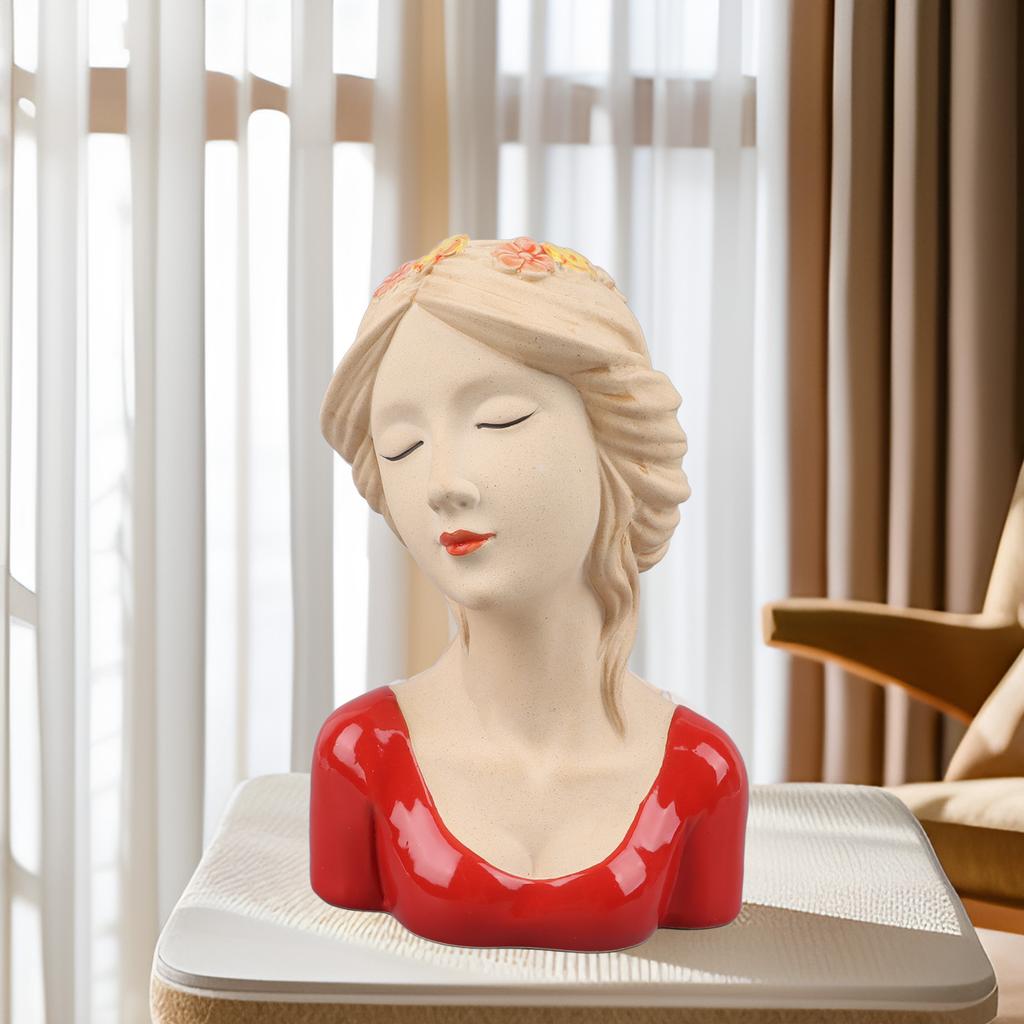 Modern Ceramic Face Vases Decorative Modern Shy Girl Flower Lady Head Vase for Unisex Plants Lover