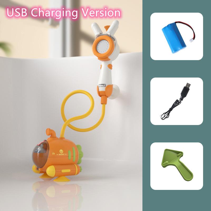 Baby Bad Douchekop Cartoon Wortel Elektrische Waterpomp Verstelbare Sprinkler Babybadje Spuit Waterspeelgoed Voor Peuter Cadeau