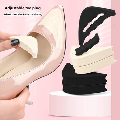 EVA Women's Pointed Shoes, Thickened and Reduced Size Removable Corrugated Soft Summer Forefoot Pad Half Size Pad Toe Plug