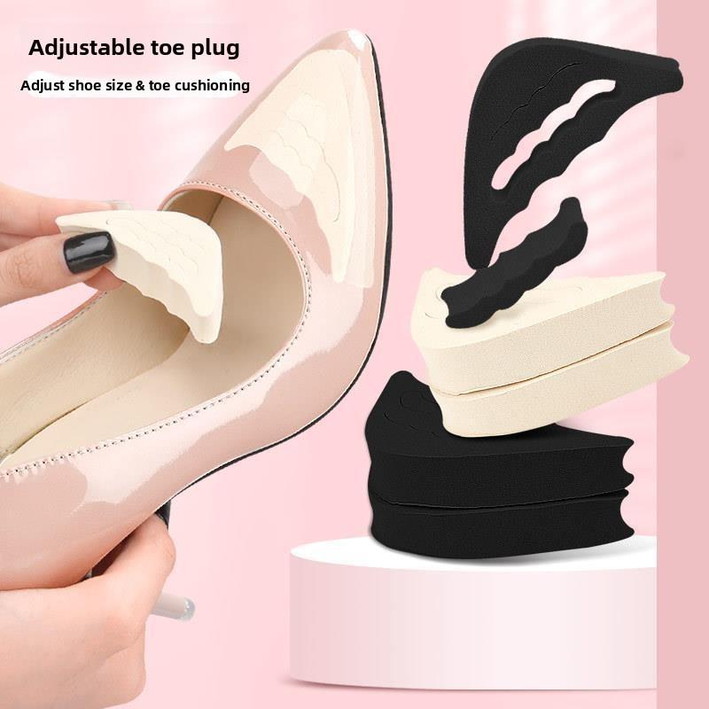 EVA Women's Pointed Shoes, Thickened and Reduced Size Removable Corrugated Soft Summer Forefoot Pad Half Size Pad Toe Plug