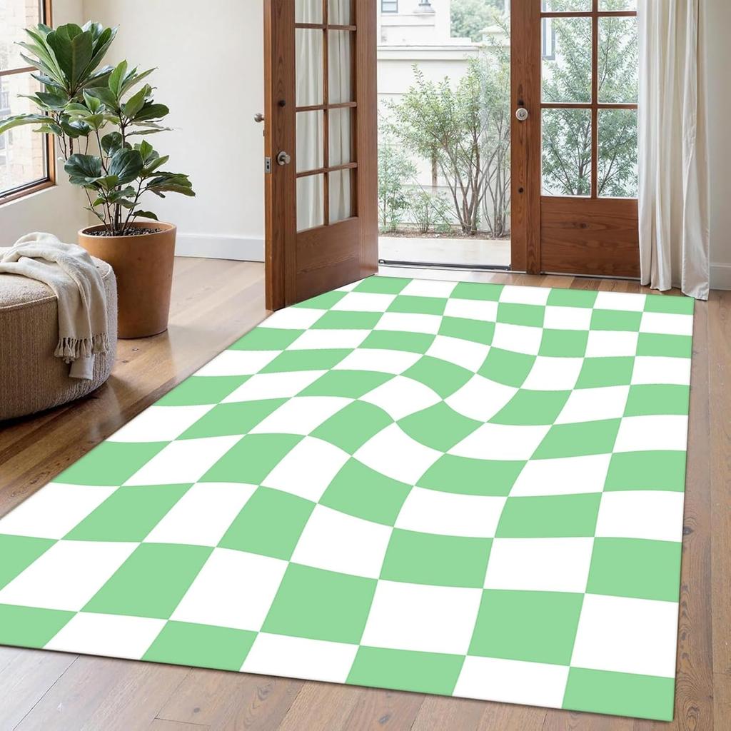Washable Checkered Rug Classic Black and White Area Rug Super Soft Carpet for Bedroom Living Room Kids Room Dorm Home Decor