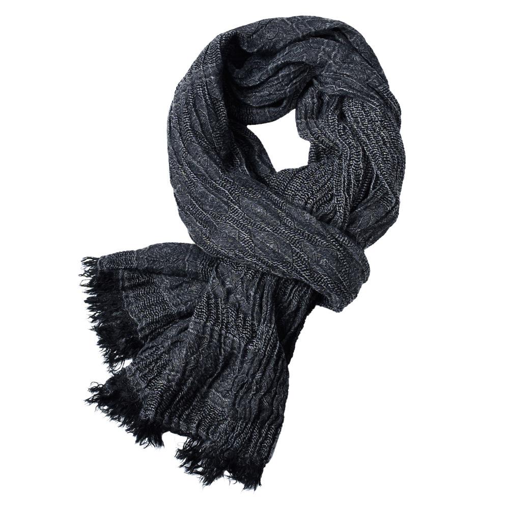 Luxury Band Scarf Men Solid Cotton Scarf Female & Male Shawl Wrap Jacquard Weave Long Scarfs with Tassels 175*80 Cm
