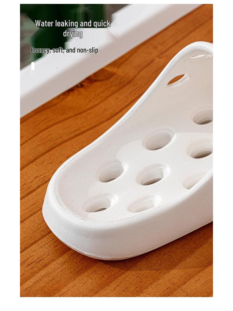 Women's Summer Indoor Non-Slip Cool Slippers - Comfortable, Breathable Hole Design for Men and Women