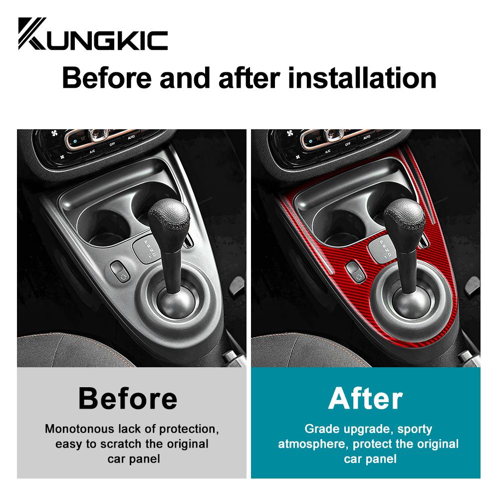 Real Soft Carbon Fiber for Mercedes Benz Smart 453 Fortwo/forfour 2016 2017 2018 2019 Car Gear Shift Panel Frame Trim Sticker