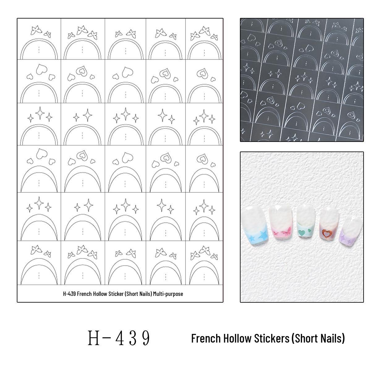 Transparent Christmas Snowflake French Nail Art Stickers - Dual-use Hollow Design Nail Art Stickers (Long Nails)