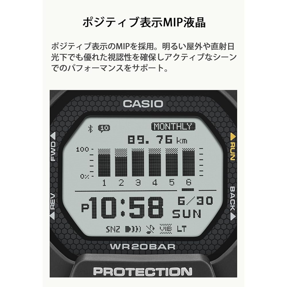 Casio G-Squad GBD-200-1A1JF Men's Digital Watch Black Resin Band Water Resistant