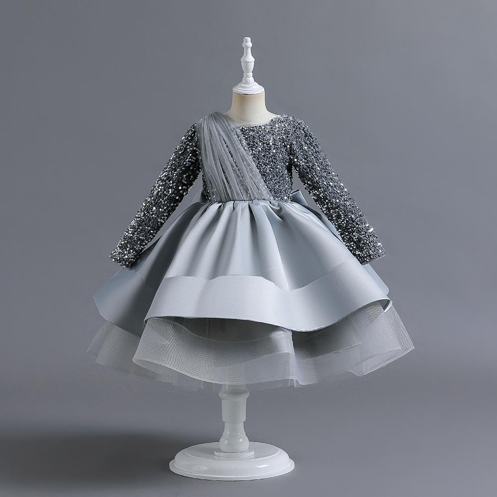 

Новое платье принцессы с длинными рукавами и пайетками для малышей и детей 110cm