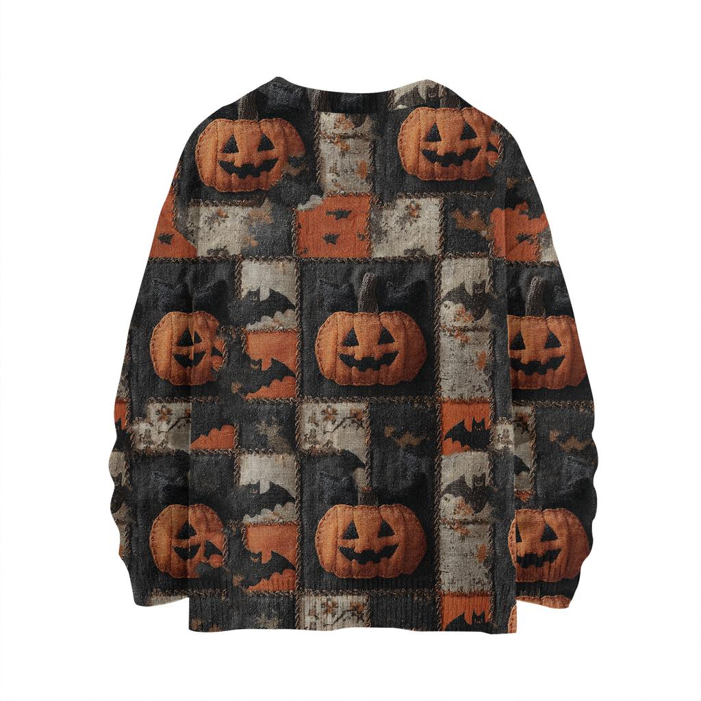 Ladies' Fashionable Casual Long Sleeved Christmas Printed Round Neck Knitted Yarn