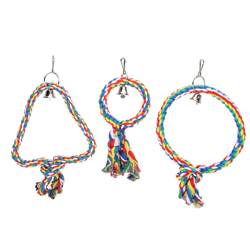 3pcs set Cotton Rope Bird Swing Toy Parrot Two Styles Cage Perch Stand Hanging Swings Toys
