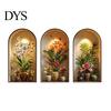 Easy Install Wall Sticker 3 Pcs 3D Vase Stickers Vintage Flower Art Space Extension Self-Adhesive Colorful Floral Blossom Decals for Bedroom