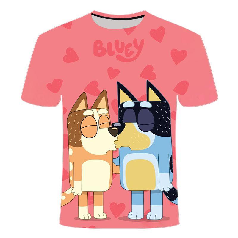 2026 Unisex Toddler Bluey 3D Tee Summer Lightweight Cool Short Sleeve Cartoon Anime Print T-Shirt for Boys & Girls Daily