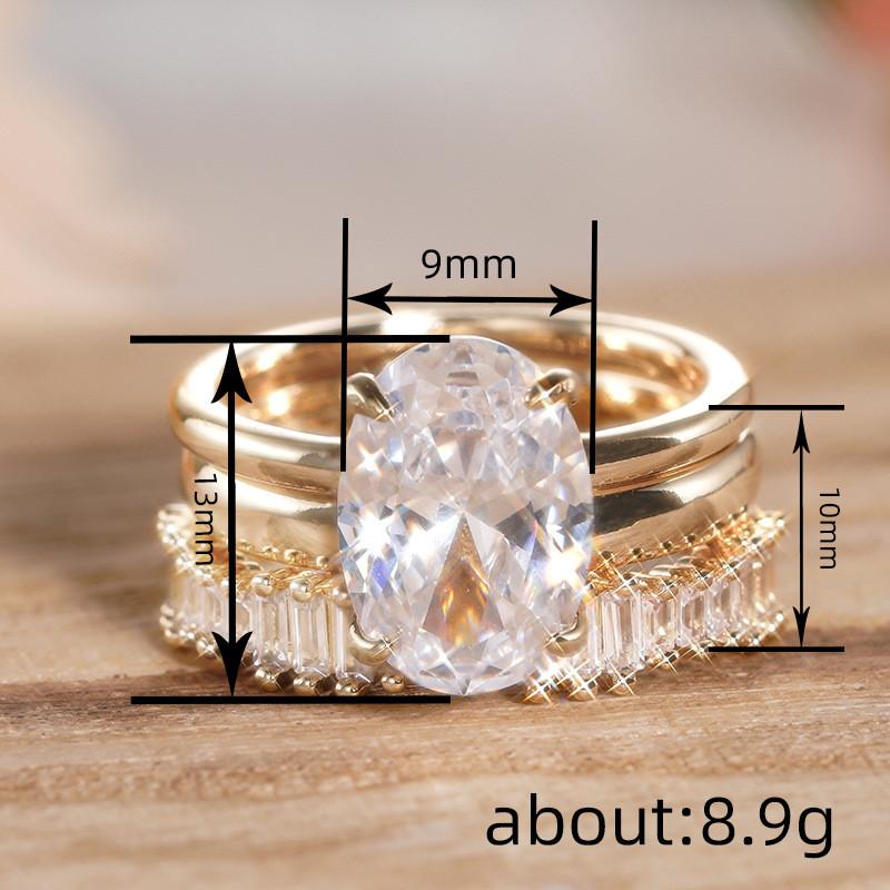Coppers/Set Oval Cubic Zirconia Rings for Women Luxury Fashion Lady Jewelry Bridal Wedding Band Accessories