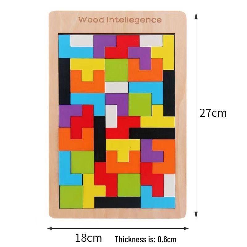 Children's Wooden Tetris Puzzle Blocks for Early Education & Intellectual Development