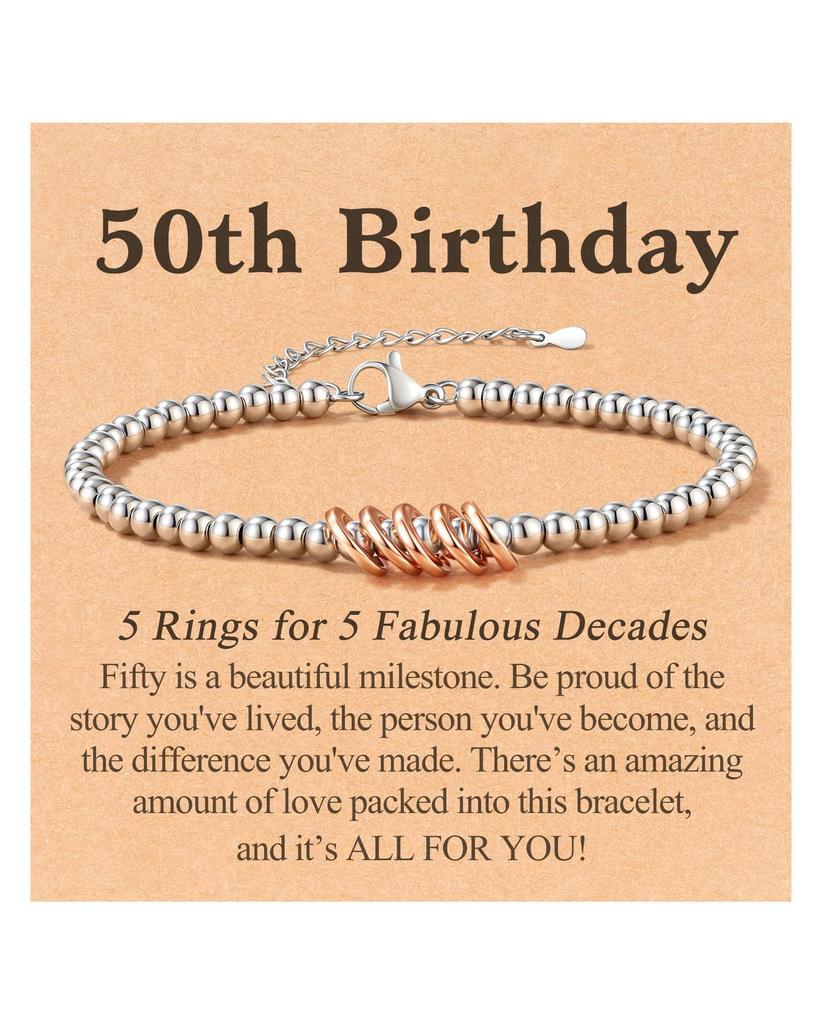 Ladies Silver Bead Bracelet Birthday Gift Adjustable Chain Ring Bracelet 4mm Silver Bead Ring Birthday Bracelet