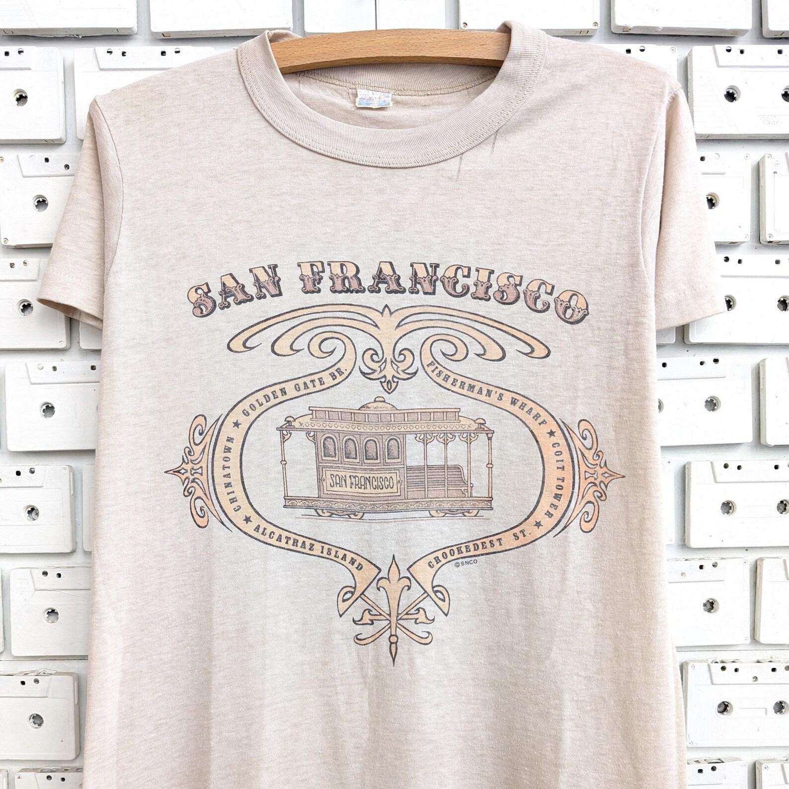 Vintage 80s San Francisco T shirt Streetcar Graphic Print Tee Size Short S S