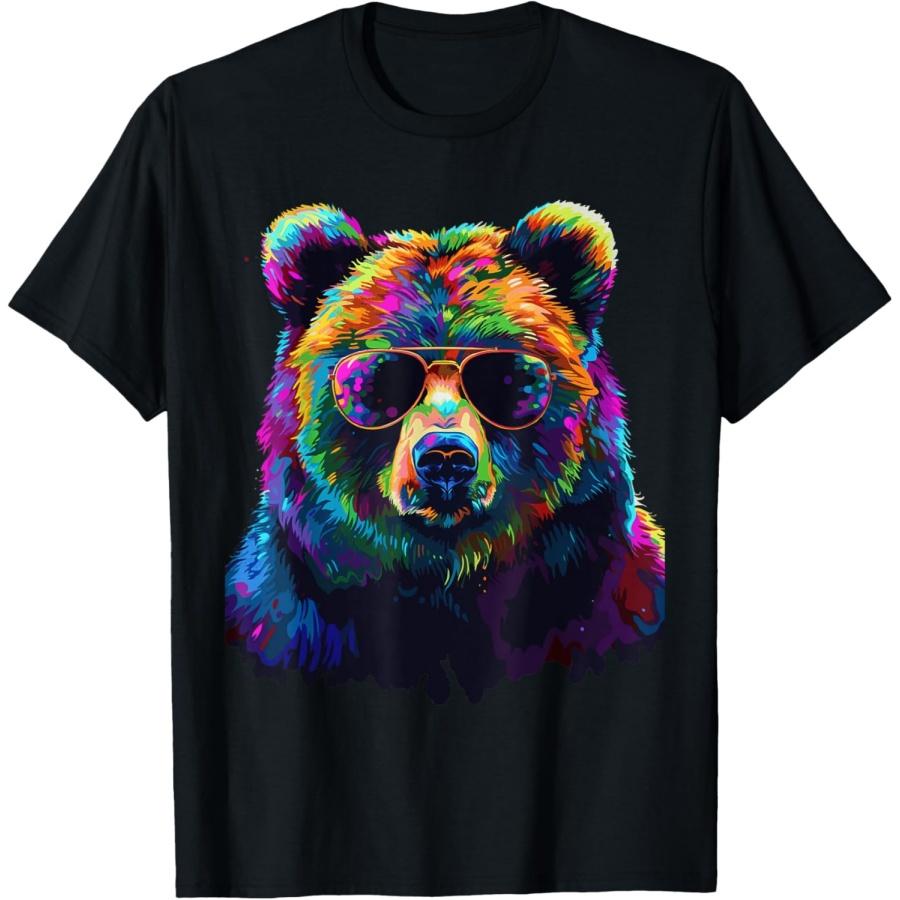 Grizzly Bear Lovers Design Pop Art Funny Grizzly Bear T-Shirt XXXXXL чёрный